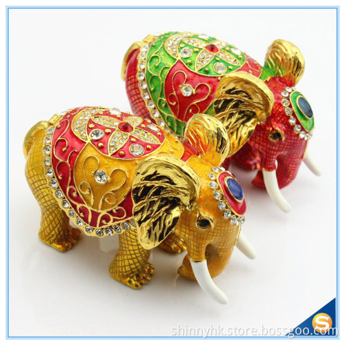 Thai Style Elephant Enamel Ornaments Jewelry Box Home Furnishing Lucky Elephant Trinket Box